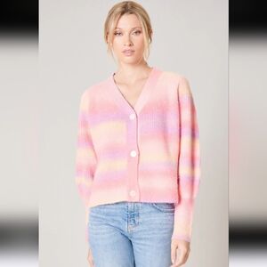 Sugarlips Sugar + Lips Cotton Candy Skies Button Front Cardigan. Size Large. NWT